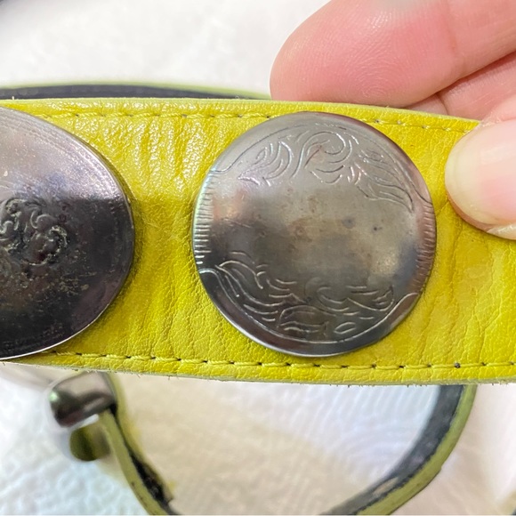 Green Leather Silver Medallions Belt sized Small - Picture 6 of 14